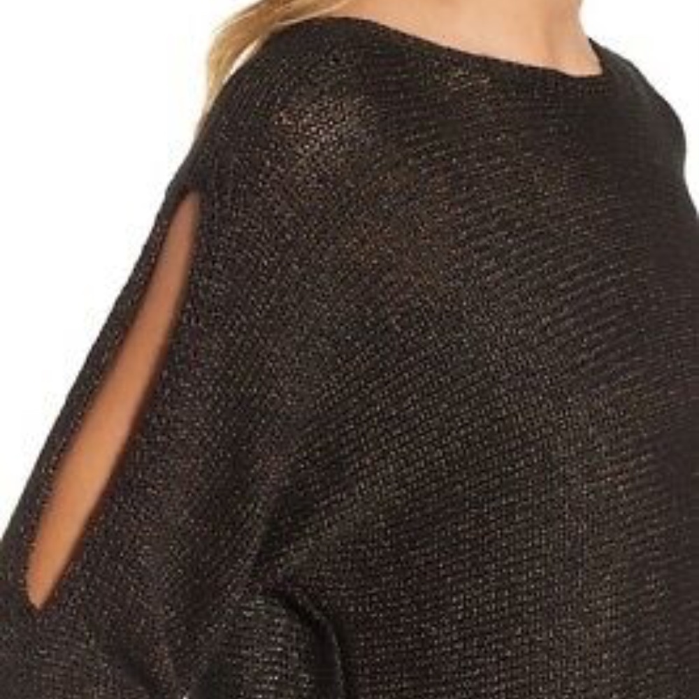 NWT 188.00  EILEEN FISHER ORGANIC BLEND BRONZE METALLIC OPEN SLEEVE SWEATER